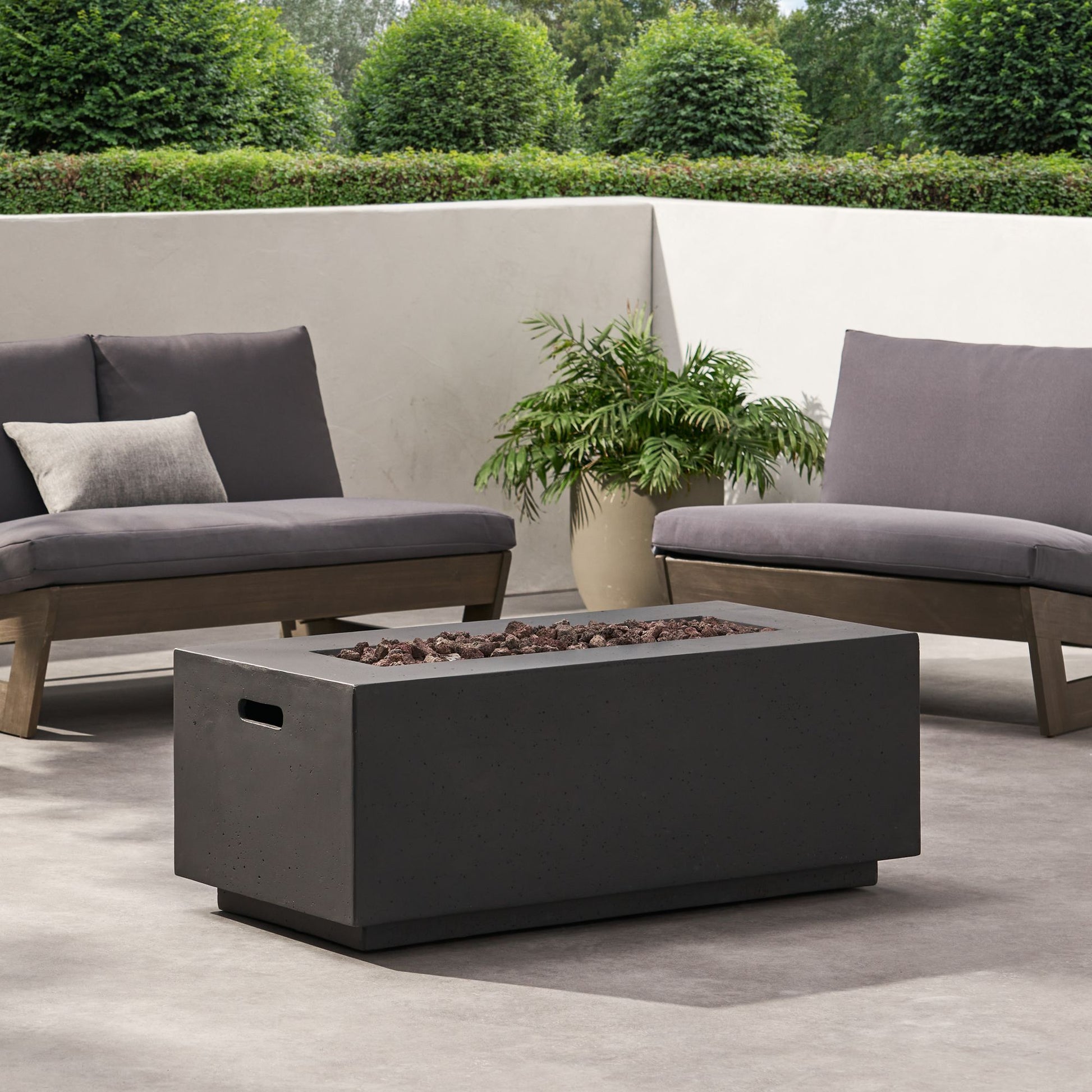 40" Outdoor 40,000 BTU Rectangular MgO Concrete Propane Fire Pit, Light Grey (Tank Cover not Included) image 7
