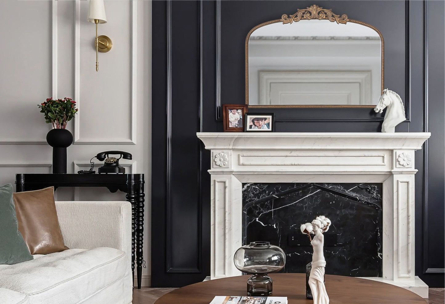 40" x 31" Classic Design Gold Arch Mirror and Baroque Inspired Frame for Living Room Bathrrom Enterway Console image 4