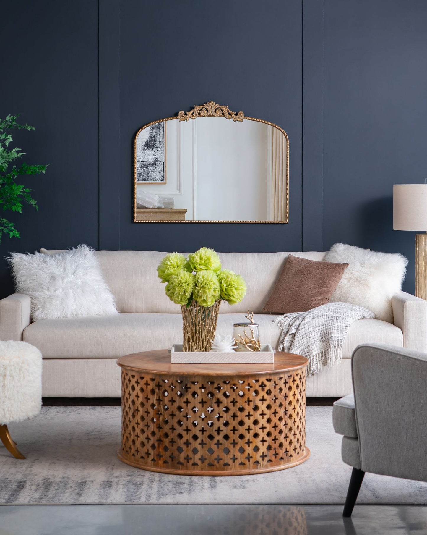 40" x 31" Classic Design Gold Arch Mirror and Baroque Inspired Frame for Living Room Bathrrom Enterway Console image 8