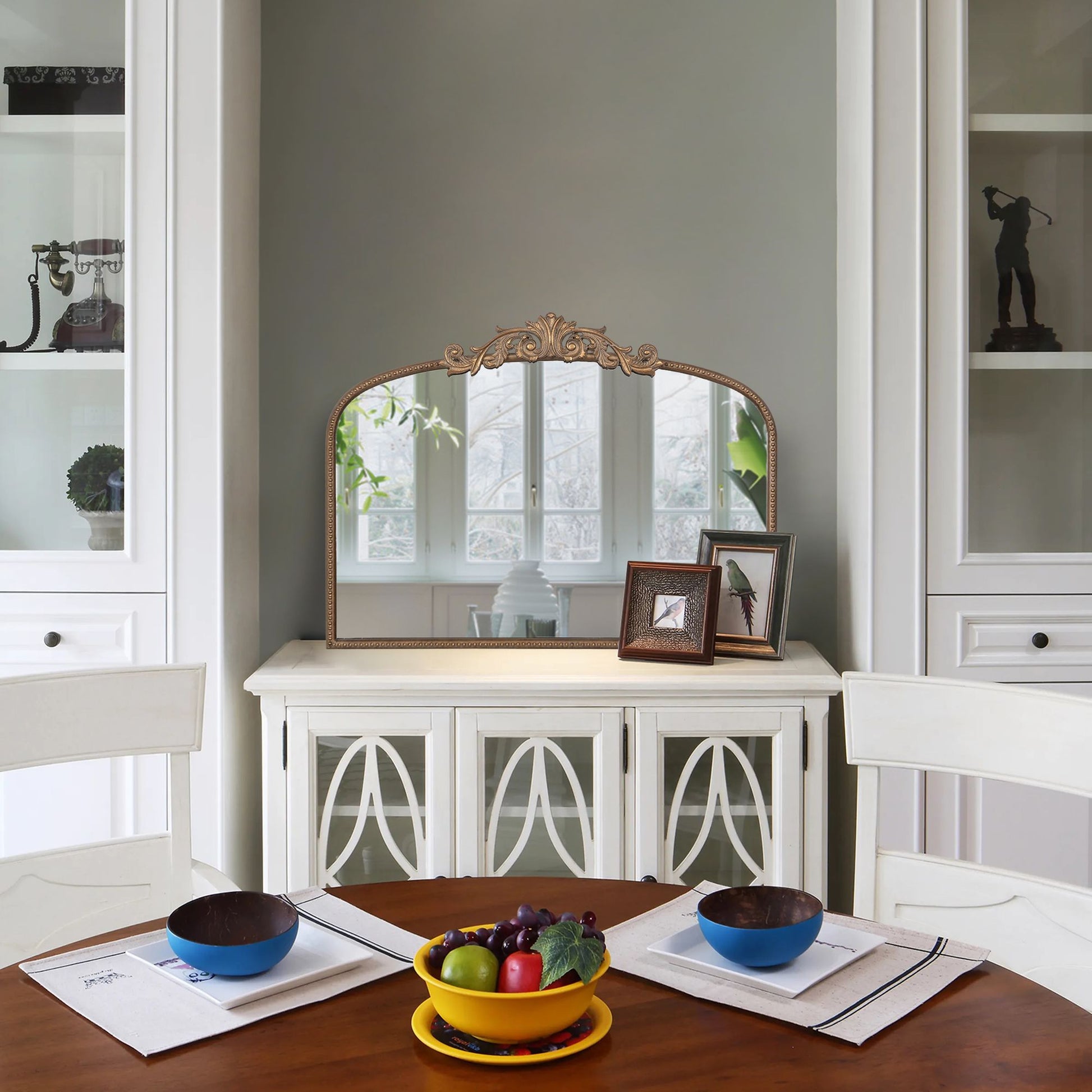 40" x 31" Classic Design Gold Arch Mirror and Baroque Inspired Frame for Living Room Bathrrom Enterway Console image 11