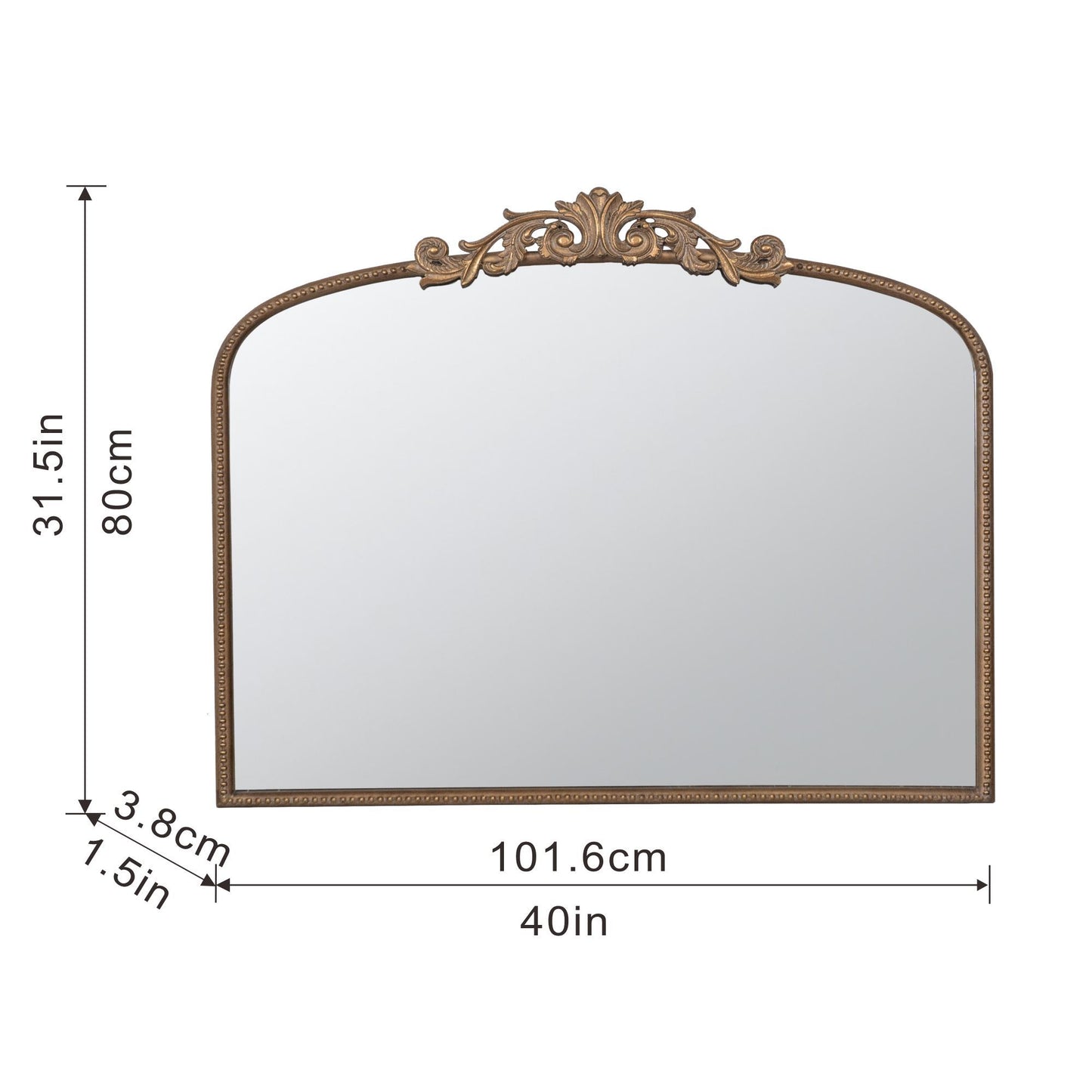40" x 31" Classic Design Gold Arch Mirror and Baroque Inspired Frame for Living Room Bathrrom Enterway Console image 13