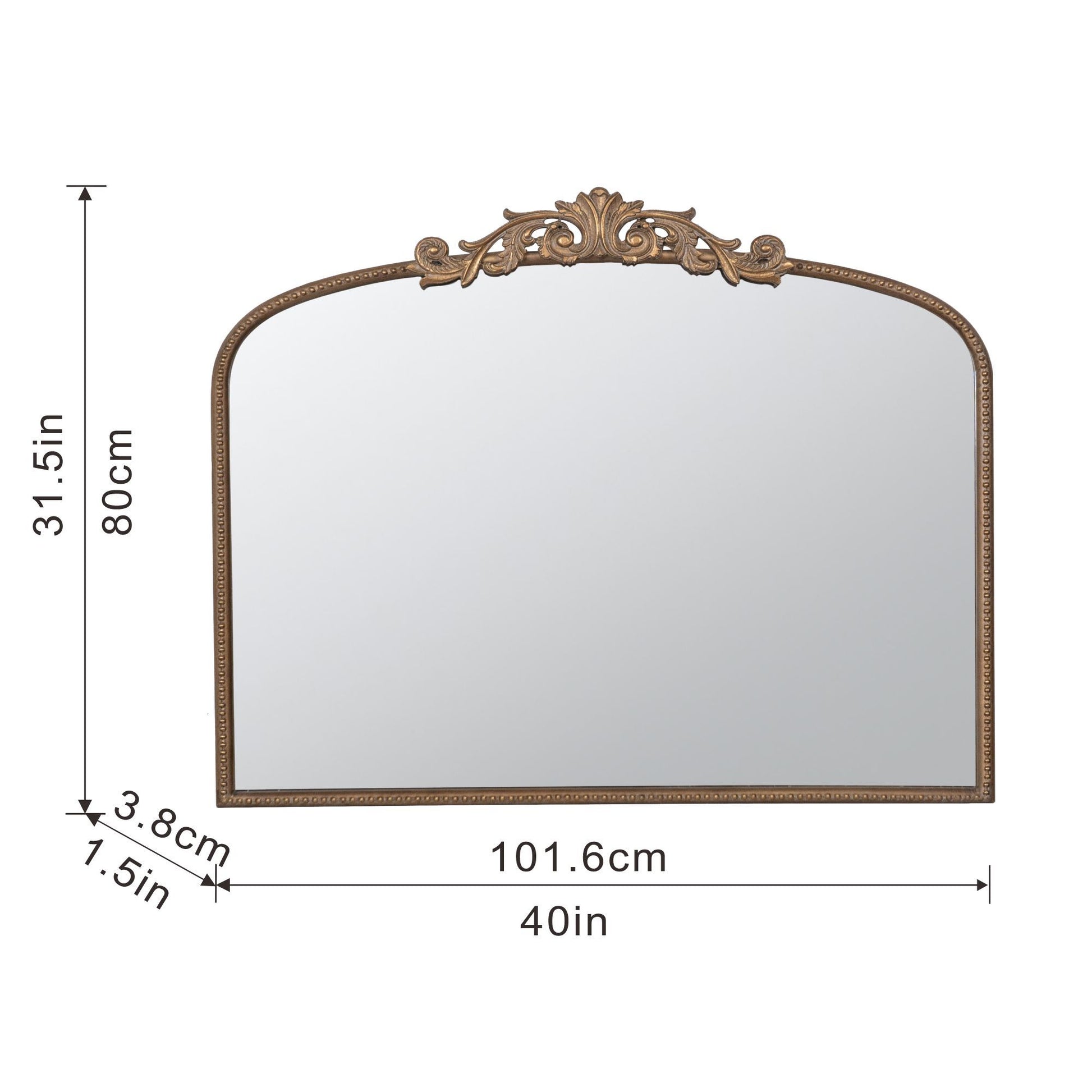40" x 31" Classic Design Gold Arch Mirror and Baroque Inspired Frame for Living Room Bathrrom Enterway Console image 13