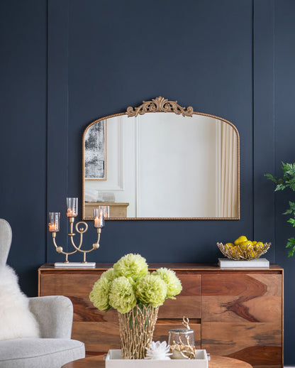40" x 31" Classic Design Gold Arch Mirror and Baroque Inspired Frame for Living Room Bathrrom Enterway Console image 5