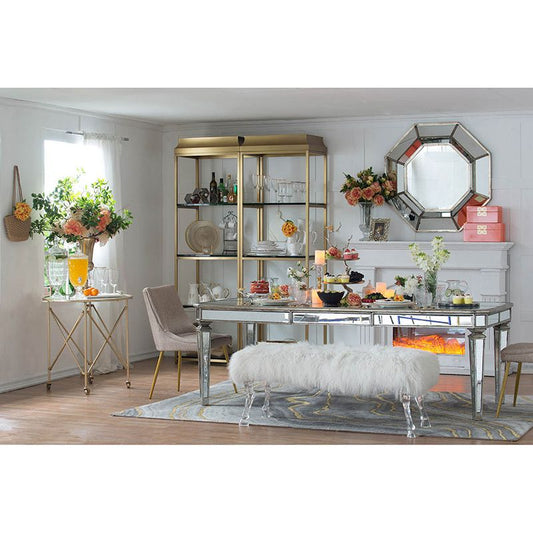 40x40 oversized silver octagon mirror mid-century modern accent mirror for living room entryway bedroom hallway - front view