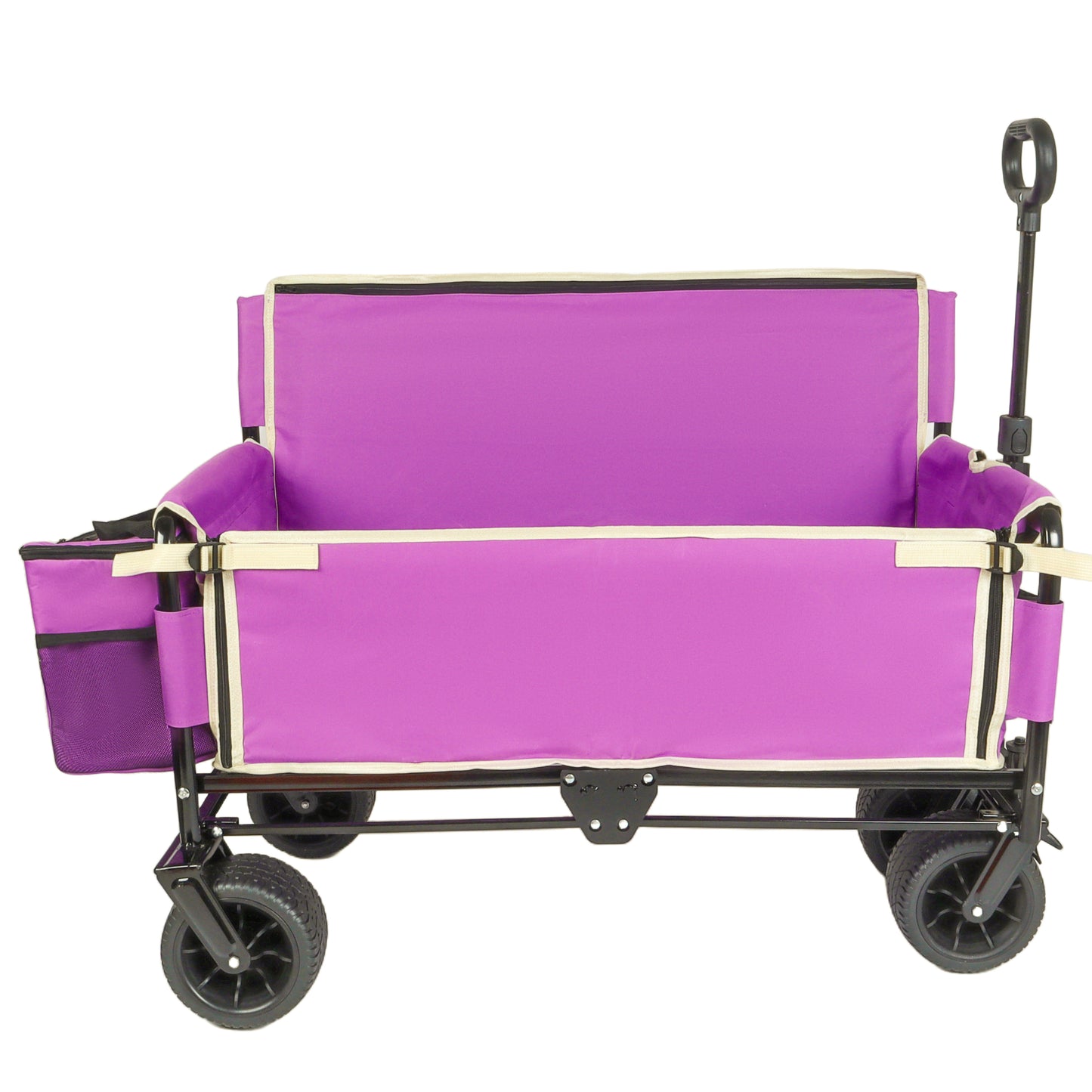 3-in-1 Folding Wagon Cart with Bench Seat & Storage, patent protection - Includes 1 ice pack, 500lbs Heavy-Duty, 180L Capacity All-Terrain Wheels for Camping, Beach, Sports, Garden, purple image 11