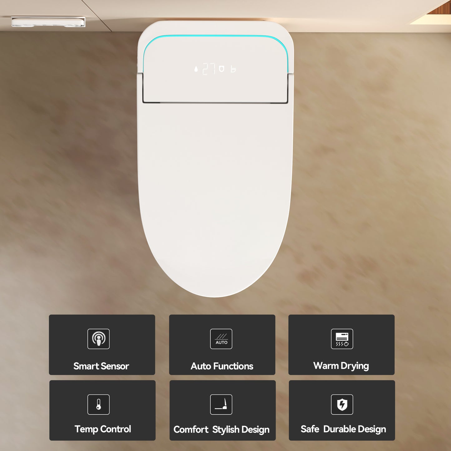 Unique Smart Toile, One Piece Toilet with Bidet Built In,Intelligent Toilet Auto Open/Close Seat. Bidet toilet with Dryer and Warm Water.WHITE image 10
