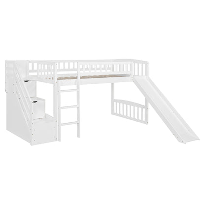 Stairway Twin Size Loft Bed with Two Drawers and Slide, White(OLD SKU:LT000515AAK-1) image 3