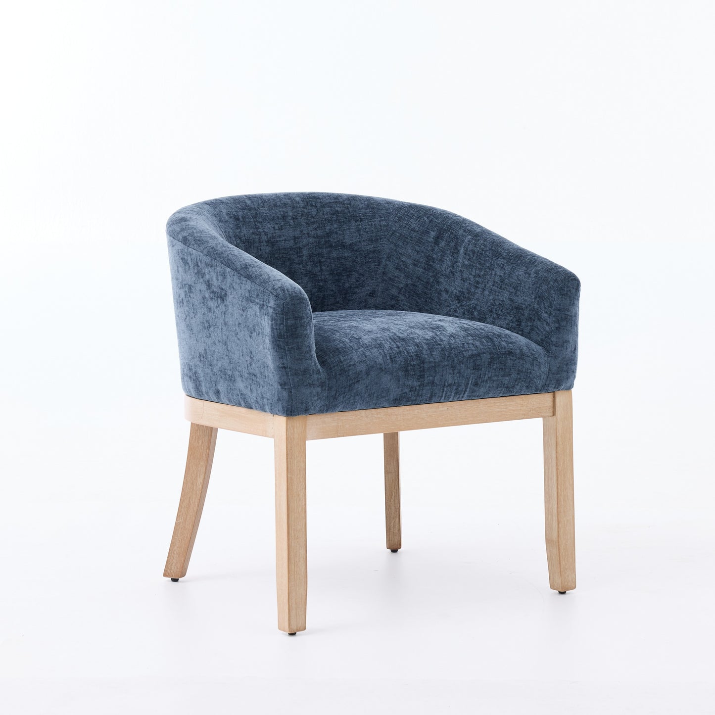 Mid Century Modern Upholstered Barrel Dining Chairs with Arms,Farmhouse Chenille Kitchen & Dining Room Chairs with Natural Hardwood Frame, 19" W Accent Chairs for Living Room,Single Pack,Blue,SW1891BL image 3