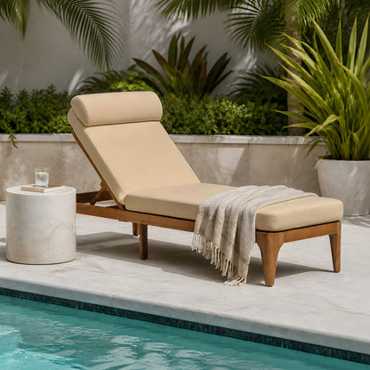 TOPMAX Acacia Wood Chaise Lounge, Outdoor Sun Lounge Chair, Patio Recliner with Adjustable Backrest and Head Pillow for Poolside, Backyard, Garden, Indoor&Outdoor, set of 2, Coffee Brown image 5