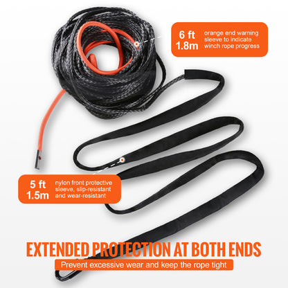 Synthetic Winch Rope, 1/2 Inch x 92 Feet 32,000 lbs Synthetic Winch Line Cable Rope with Protective Sleeve + Forged Winch Hook + Pull Strap, Universal Fit for SUV, Large Off-Road Vehicle, Truck image 7