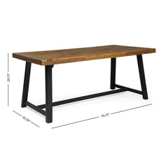 Outdoor Dining Set,Dining Chair Set of 6(Gray+Natural)+Acacia Wood Dining Table
