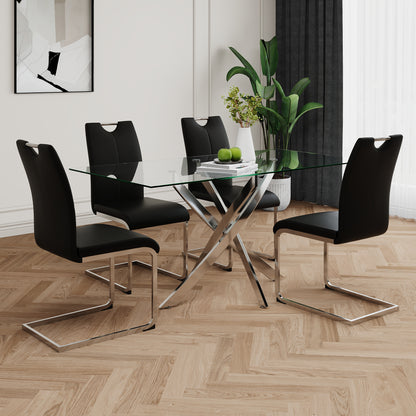 Modern Dining Chairs with Faux Leather Padded Seat Dining Living Room Chairs Upholstered Chair with Chrome Metal Legs Design for Kitchen, Living, Bedroom, Dining Room Side Chairs Set of 2 image 7