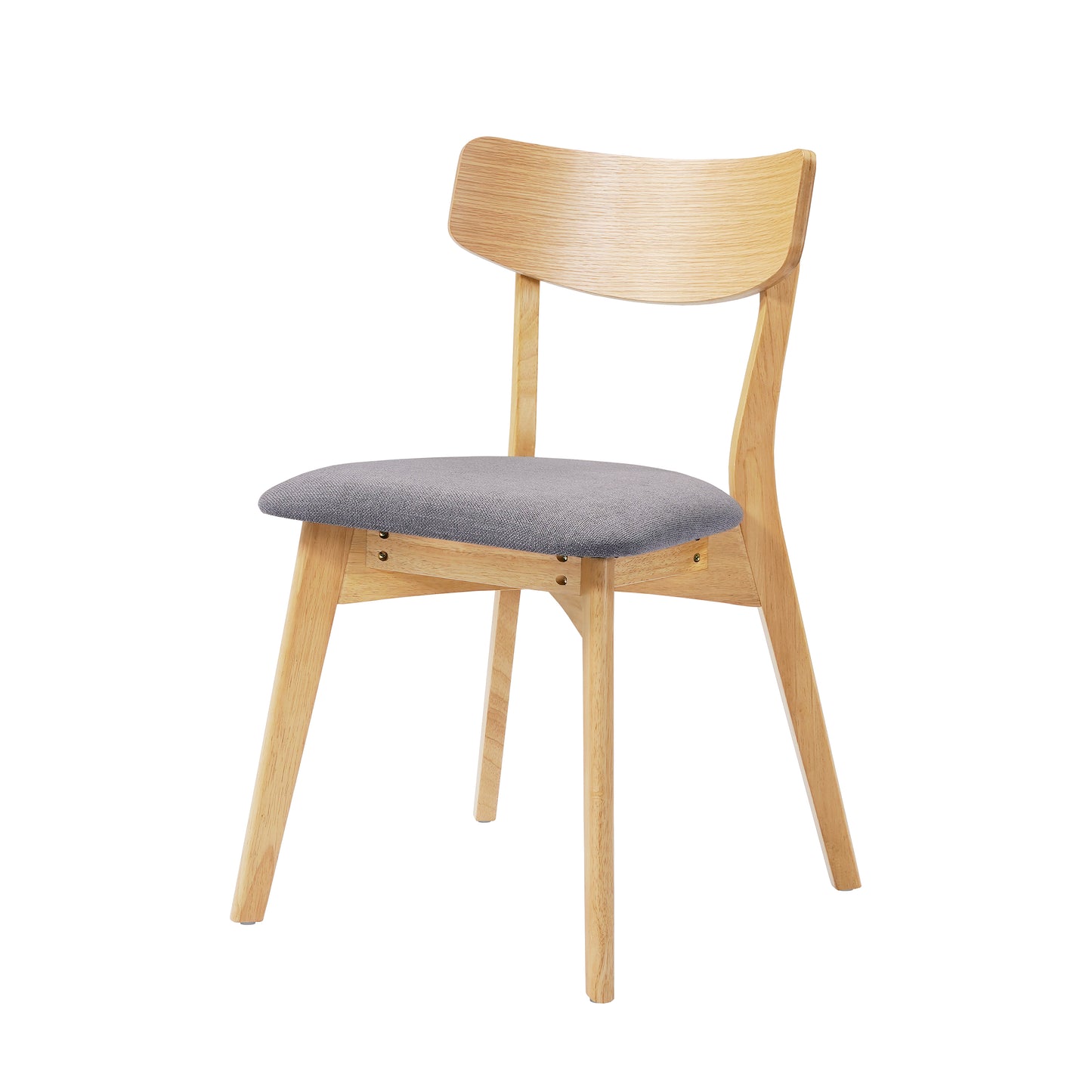 Mid-Century Walnut Finished Frame Upholstered Dining Chairs,Set of 2, Dark Grey+Natural image 7