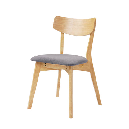 Mid-Century Walnut Finished Frame Upholstered Dining Chairs,Set of 2, Dark Grey+Natural image 7