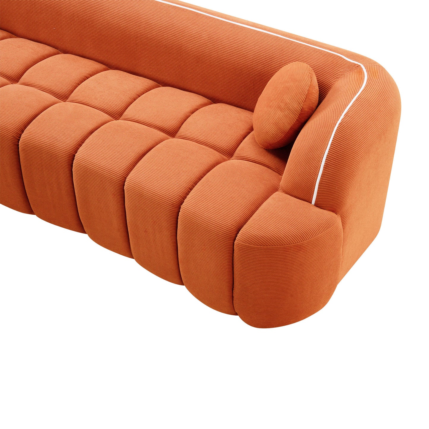 98.4" Modern Compressed Sofa, Cloud Couch 3-Seater Corduroy Sofa, No Assembly Required, Bubble Channel Tufted Couch with 2 Pillows, Comfy Deep Seat for Living Room, Apartment, Office image 11