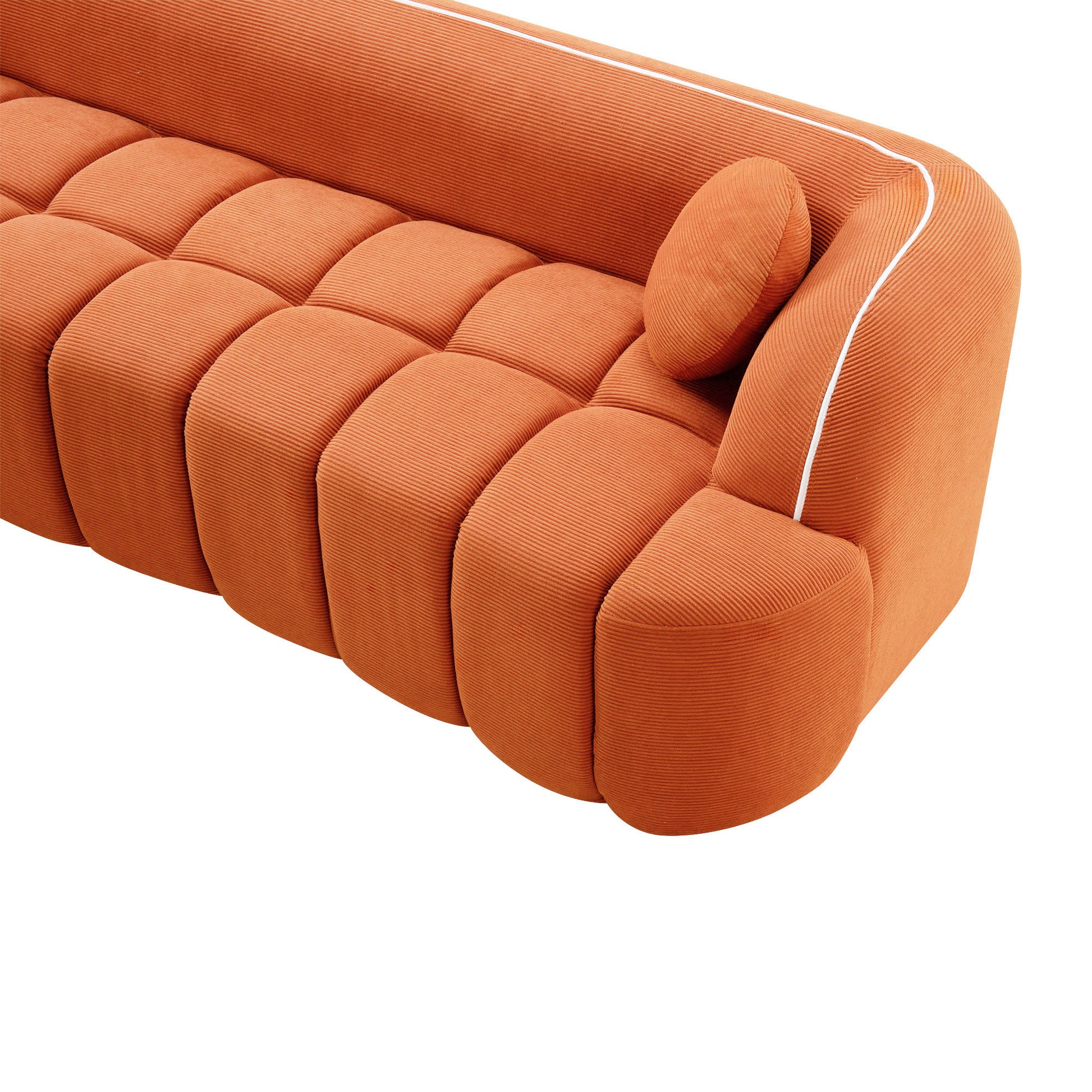98.4" Modern Compressed Sofa, Cloud Couch 3-Seater Corduroy Sofa, No Assembly Required, Bubble Channel Tufted Couch with 2 Pillows, Comfy Deep Seat for Living Room, Apartment, Office image 11