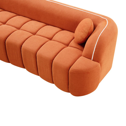 98.4" Modern Compressed Sofa, Cloud Couch 3-Seater Corduroy Sofa, No Assembly Required, Bubble Channel Tufted Couch with 2 Pillows, Comfy Deep Seat for Living Room, Apartment, Office image 11