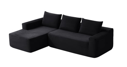 NEW-96.9" Cloud Sectional Couch with L-Shape Chaise,Modern Modular Sofa with Deep Seat, Upholstered Couches for Living Room Bedroom,No Assembly Required, (Corduroy Fabric),Black image 10