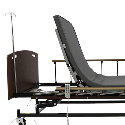 Electric Hospital Bed for Home Care, 4-Function Medical Bed with 6" Washable Mattress & 6-Piece ABS Bed Board, Foldable Aluminum Side Rails, Overbed Table, IV Pole, 450 lbs Capacity image 8