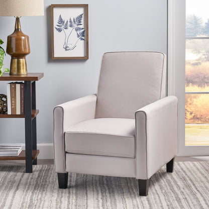 27.5" Push Back Recliner Chair Upholstered Recliner Armchair with Solid Beech Wood Legs for Living Room and Bedroom(Old SKU:52422.00FDGRY), Grey image 1