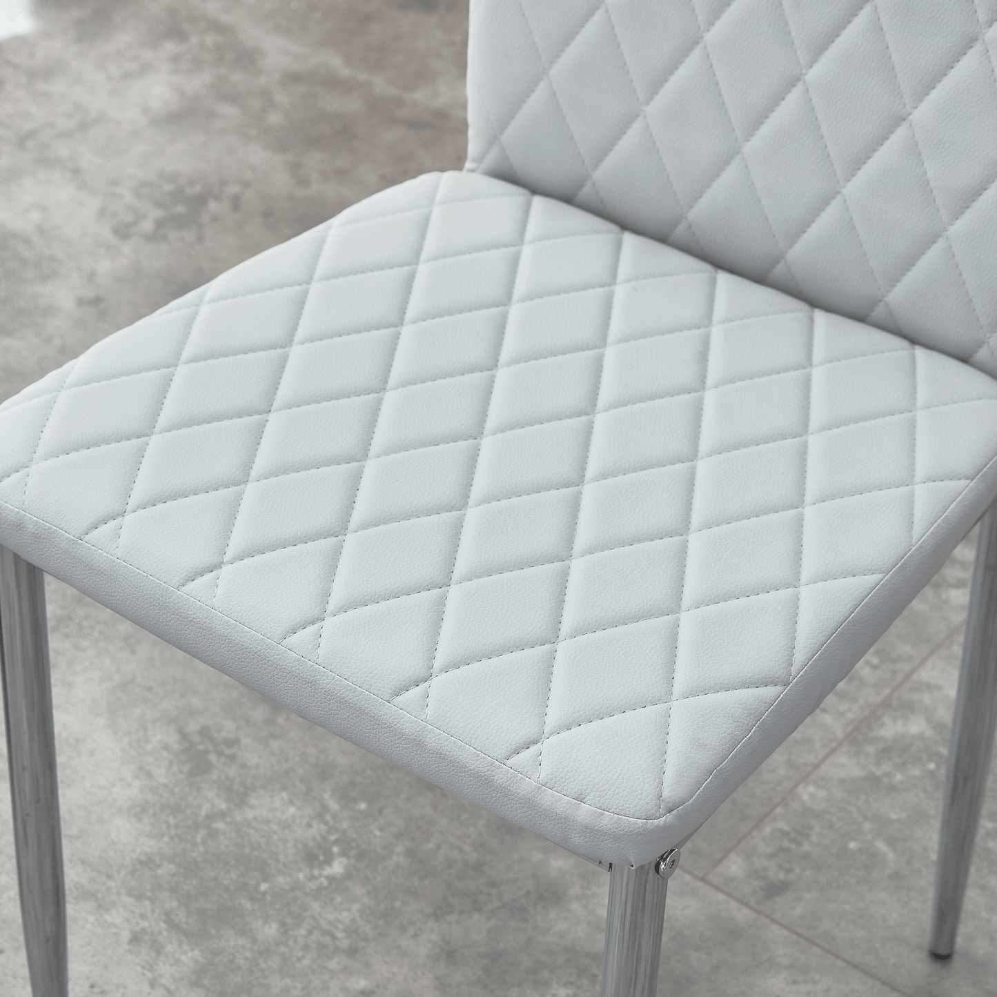 Modern Style Dining Chairs Set of 6 in Light Gray, Essential for Minimalist Homes.Meeting Family Dining Needs,PU Material Seat,Silver Metal Legs,Blending into Various Home Environments.W1151107277 image 12