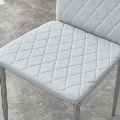 Modern Style Dining Chairs Set of 6 in Light Gray, Essential for Minimalist Homes.Meeting Family Dining Needs,PU Material Seat,Silver Metal Legs,Blending into Various Home Environments.W1151107277 image 12