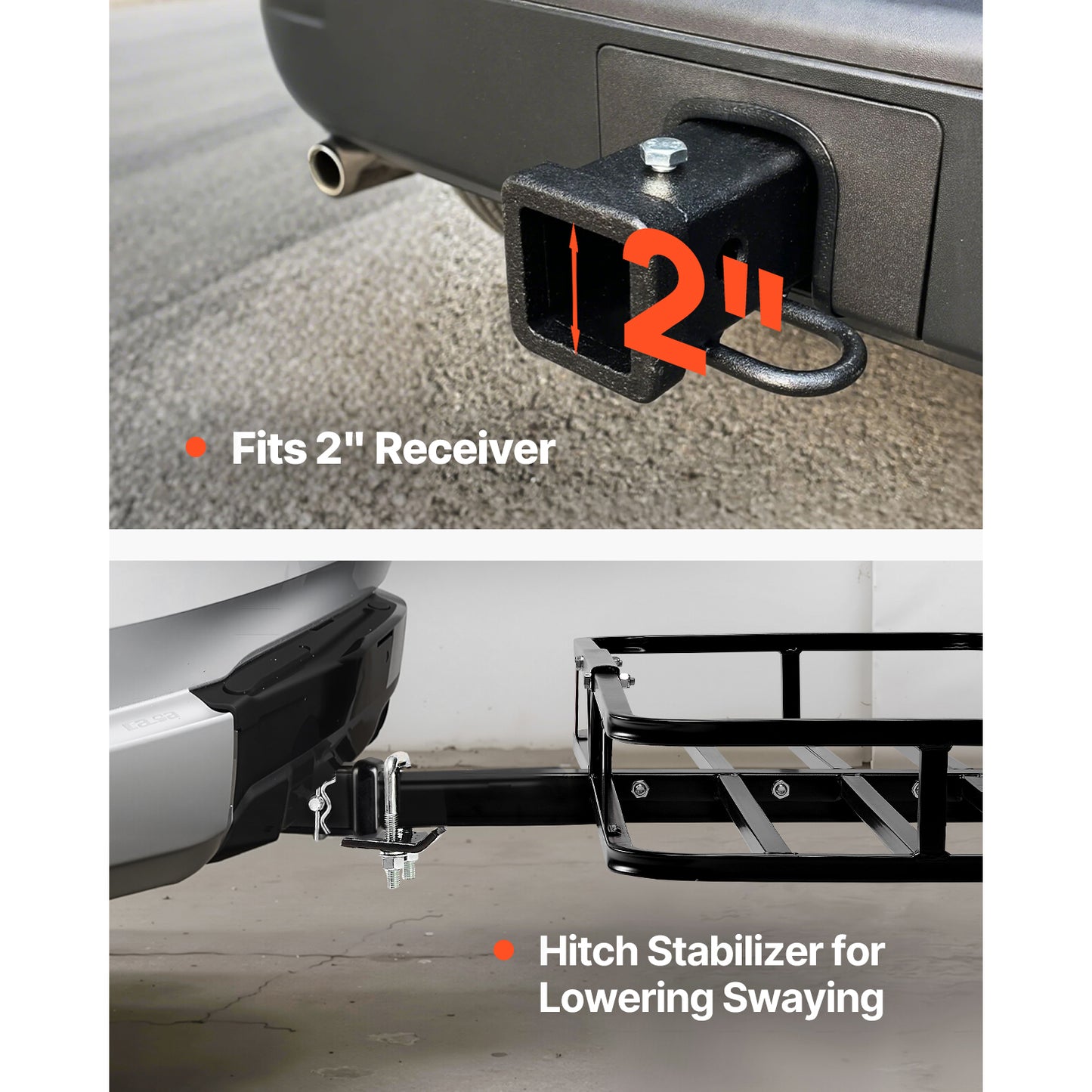 53" x 19" x 5", Hitch Cargo Carrier, 500 lbs Capacity Hitch Cargo Carrier with Hitch Stabilizer & Ratchet Straps, Hitch Mount Cargo Carrier with Cargo Net with Hook, Fit for SUVs image 7