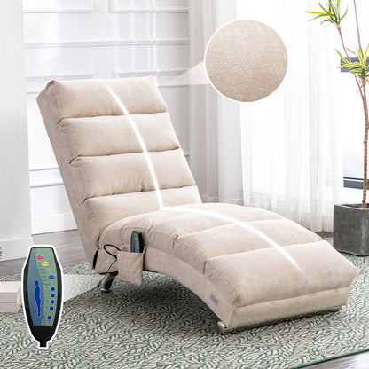 COOLMORE Luxury Upholstered Chaise Lounge Chair with Vibration for Relaxation, Modern Fixed Back Fabric Leisure Recliner Sofa for Living Room/Bedroom image 1