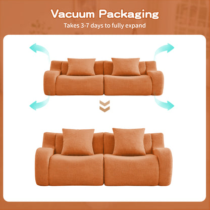 Soft Teddy Fabric Boneless Sofa,No Assembly Required Streamlined Design,Anti-Slip Design 32D High Density Sponge Living Rooms Bedrooms,Orange image 10