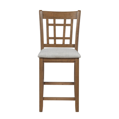 Brown Finish Counter Height Dining Chairs Set of 2 Padded Seat Upholstery Wood Frame Dining Kitchen Furniture image 2