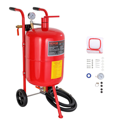 VEVOR Portable Sand Blaster, Heavy Duty Abrasive Blasting Tank with Ceramic Nozzles and Moisture Separator, Air Sandblasting Kit for Paint, Stain and Rust Removal, Multiple Capacities 10 Gallons (40 L) | Water Trap and Filling Funnel