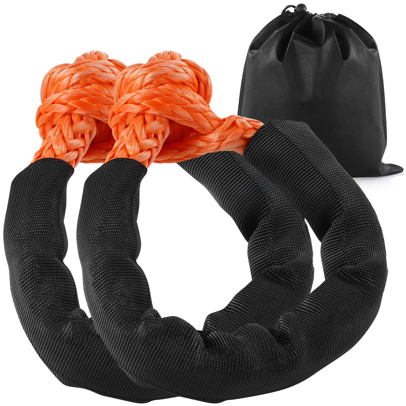Synthetic Soft Shackle, 1/2" x 22" (2 Pack) 44092 lbs (20 Ton) Breaking Strength Recovery Tow Shackles with Extra 2 Sleeves & Storage Bag for UTV, ATV, Trucks, Jeep, Off-Road Vehicles, Orange image 12