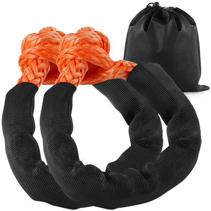 Synthetic Soft Shackle, 1/2" x 22" (2 Pack) 44092 lbs (20 Ton) Breaking Strength Recovery Tow Shackles with Extra 2 Sleeves & Storage Bag for UTV, ATV, Trucks, Jeep, Off-Road Vehicles, Orange image 12