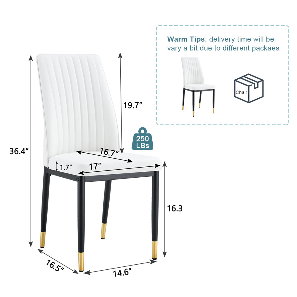 Modern Dining Chairs Set of 6, White PU Leather Upholstered Chairs with High Back and Chrome Metal Legs, Contemporary Kitchen Chairs for Dining Room or Breakfast Area White,set of 6) image 2