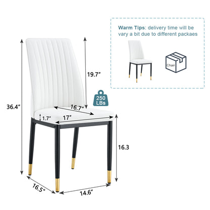 Modern Dining Chairs Set of 6, White PU Leather Upholstered Chairs with High Back and Chrome Metal Legs, Contemporary Kitchen Chairs for Dining Room or Breakfast Area White,set of 6) image 2