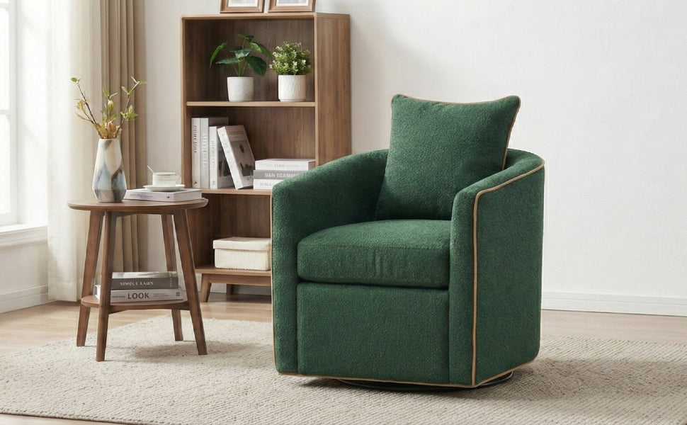 Swivel Accent Chair Upholstered Club Chair Barrel Sofa Chair for Living Room, Reading Corner, and Small Spaces, Green image 5