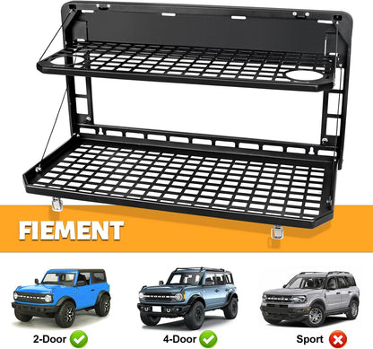 Tailgate Table Rear Foldable Cargo Shelf Aluminum Alloy Storage Shelf MOLLE Panel for Ford Bronco 2021-2026 image 4