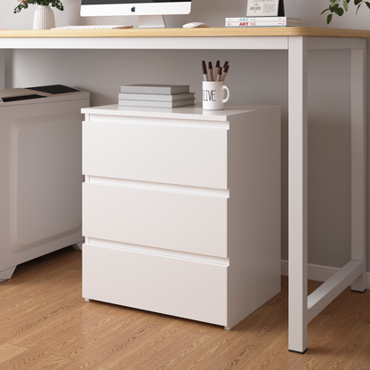 (Set of 2)3 Drawer Dresser, Small Dresser for Closet, Wooden White Nightstand for Bedroom, Chest of Drawers Side Table Storage Cabinet for Home Office, Each box Contains Two Side Tables image 2