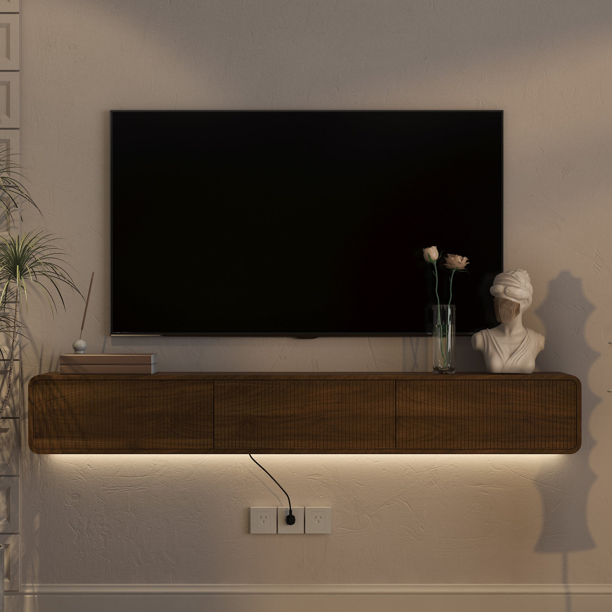 Floating TV Stand Wall Mounted with 16 Color LEDs,69" Modern TV Stand, Floating TV Cabinet Entertainment Center for 55 60 65 Inch TV image 5
