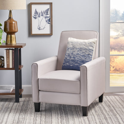 27.5" Push Back Recliner Chair Upholstered Recliner Armchair with Solid Beech Wood Legs for Living Room and Bedroom(Old SKU:52422.00FDGRY), Grey image 3