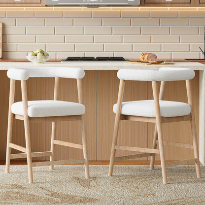 25'' Seat Height Bar Stools with Back, Comfortable Counter Stools for Kitchen Island/Dining Room, Set of 2 image 1