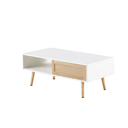 41.34 inch rattan coffee table assembled in living room setting