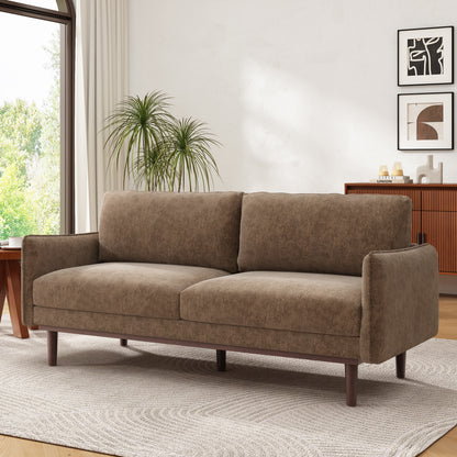 Modern Style Loveseat Sofa 75.75" Sofa Couch 2-seater Sofa with Spacious Seating Area for Living Room, Brown image 1