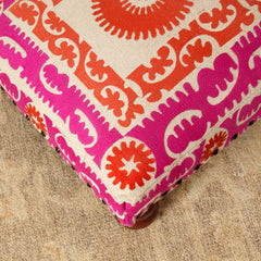 Decorative Handcrafted Suzani Embroideried Foot Stool-16X16X5"
