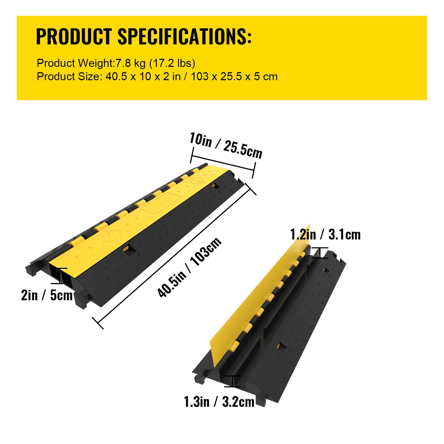 5-Set Rubber Cable Guard, Dual-Channel, Durable 66,000 lbs Capacity, Wire & Hose Protection Speed Bump for Driveways (2-Channel, 5 Sets-66,000 lbs) image 4