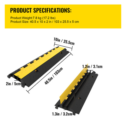 5-Set Rubber Cable Guard, Dual-Channel, Durable 66,000 lbs Capacity, Wire & Hose Protection Speed Bump for Driveways (2-Channel, 5 Sets-66,000 lbs) image 4