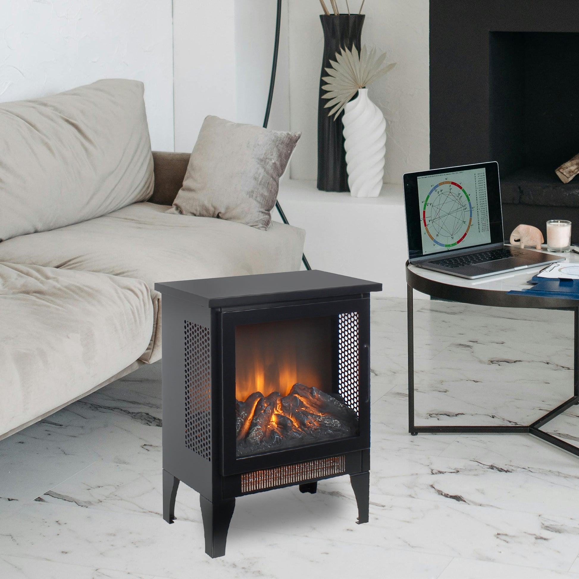 18 inch Freestanding Electric Fireplace Stove heater with 3D Flame effect image 12