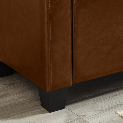 48" Ottoman Bench with Storage, Bench for Bedroom,Living Room,Hallway, Upholstered Tufted Faux Leather PU Ottoman Brown image 7
