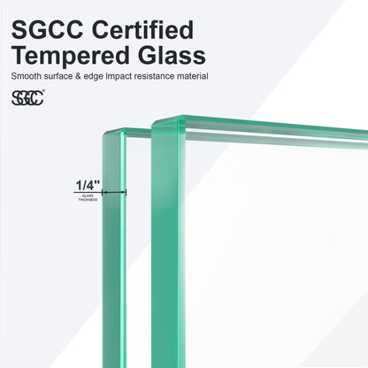56"-60"W*60" H Semi-Frameless Double Sliding Shower Door, Bypass Shower Door, 1/4" (6mm) Thick SGCC Tempered Glass Door, Matte Black image 8