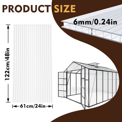 4' x 2' Twin-Wall Polycarbonate Greenhouse Panels (10 Pack), High Light Transmission & All-Weather Insulated Sheets, Shatter-Resistant Replacement for Glass Roofing, Balcony Divider image 10